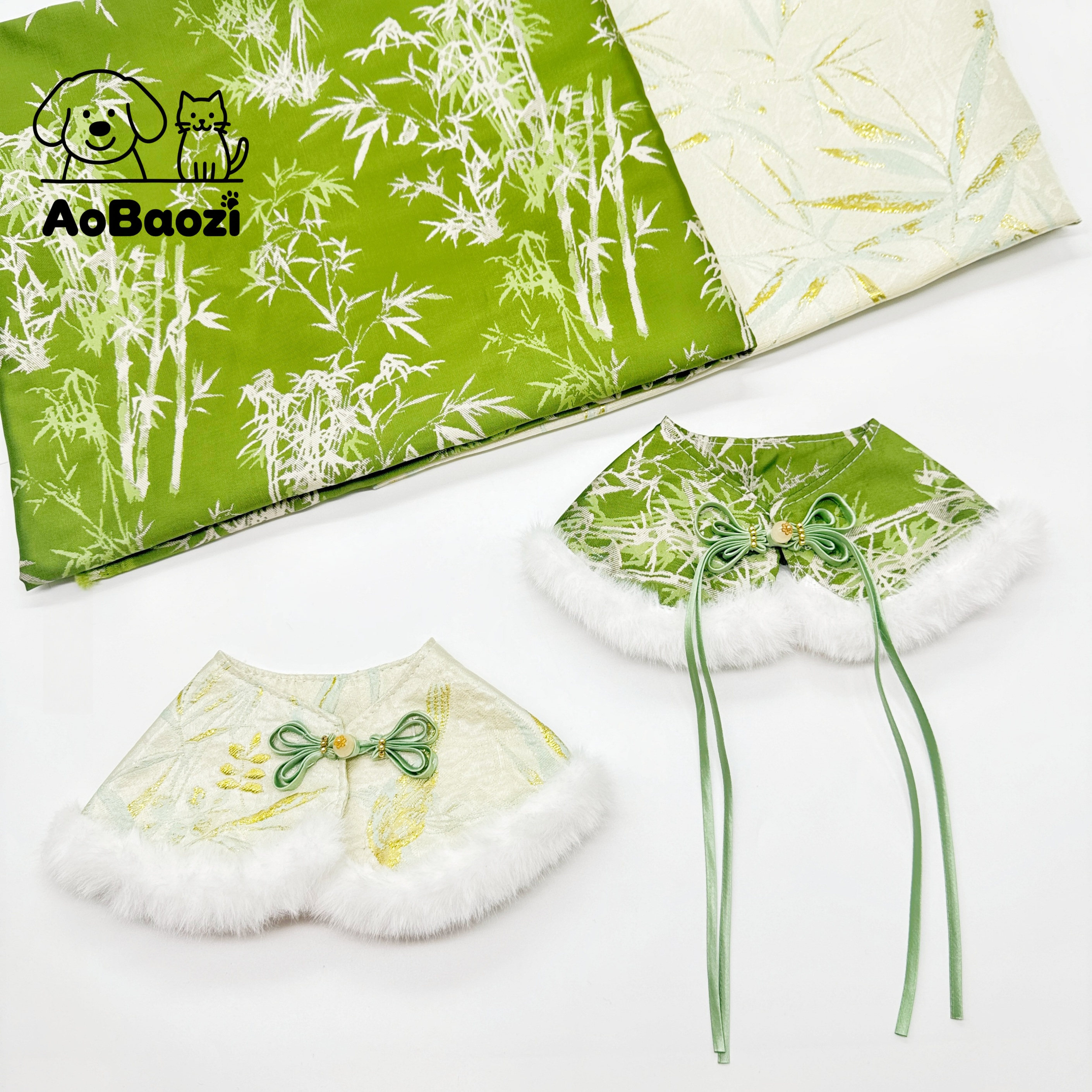 AoBaozi唐装新中式汉服宠物围脖口水巾猫狗新围兜新年喜庆围巾
