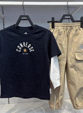 CONVERSE匡威25年春季男女童时尚高端款假两件长袖T恤CV2512320