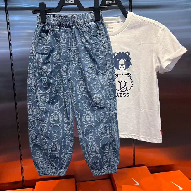 Levi's李维斯牛仔裤26年春夏儿童熊抱你满印花纯棉长裤LV2612038