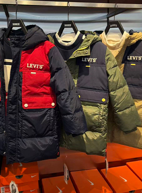 Levis李维斯25年冬季儿童中长款连帽加厚保暖羽绒服外套LV2542157