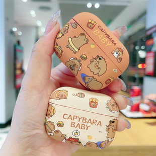 日韩可爱卡通卡皮巴拉airpods4保护套airpod3无线蓝牙aipods2耳机壳1代第三代pro3适用苹果4二代5四五代软壳