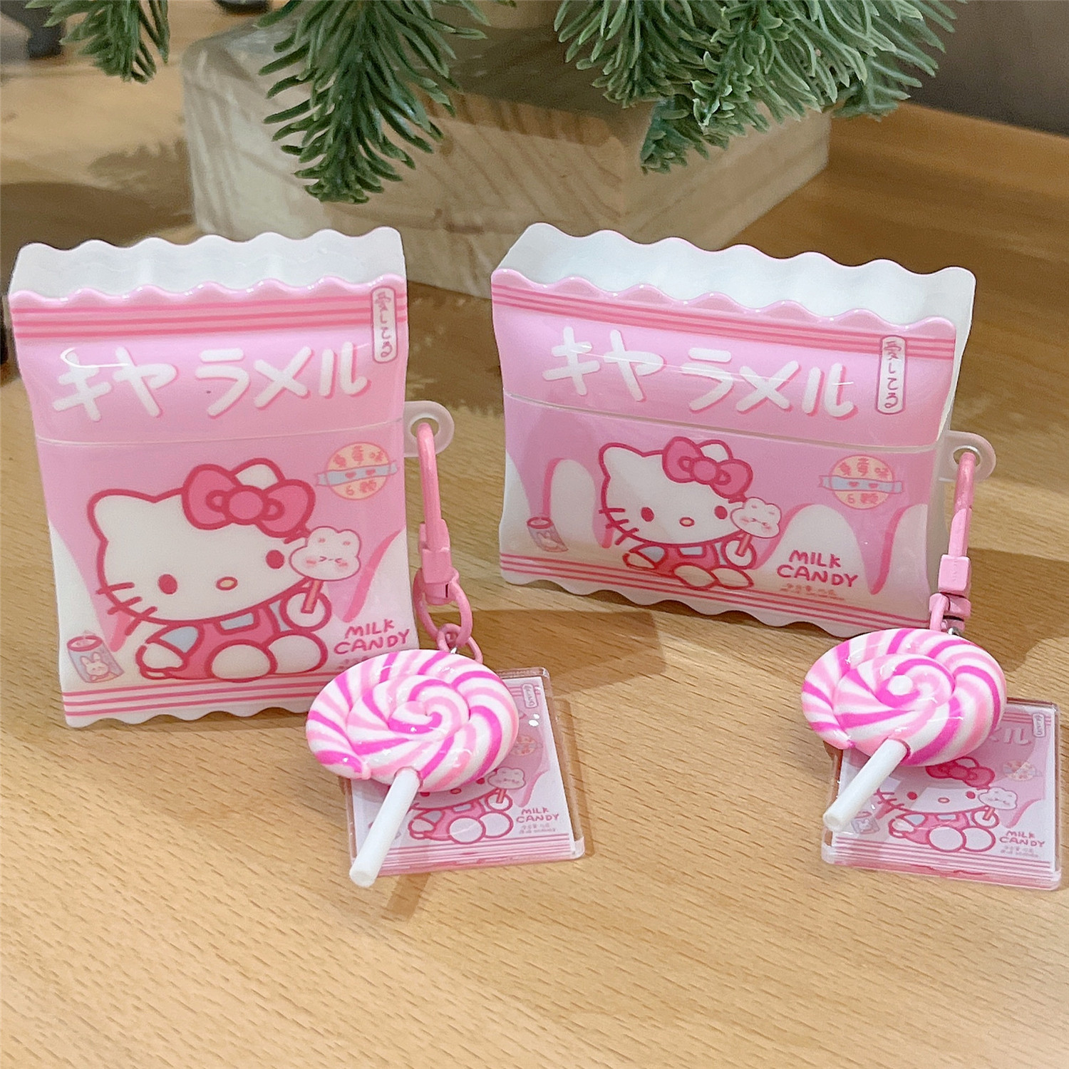 日韩卡通可爱糖果KT猫airpods3耳机套适用苹果1/2/3pro蓝牙4代硅胶软壳airpodsPro粉色耳机盒新3代棒棒糖挂饰
