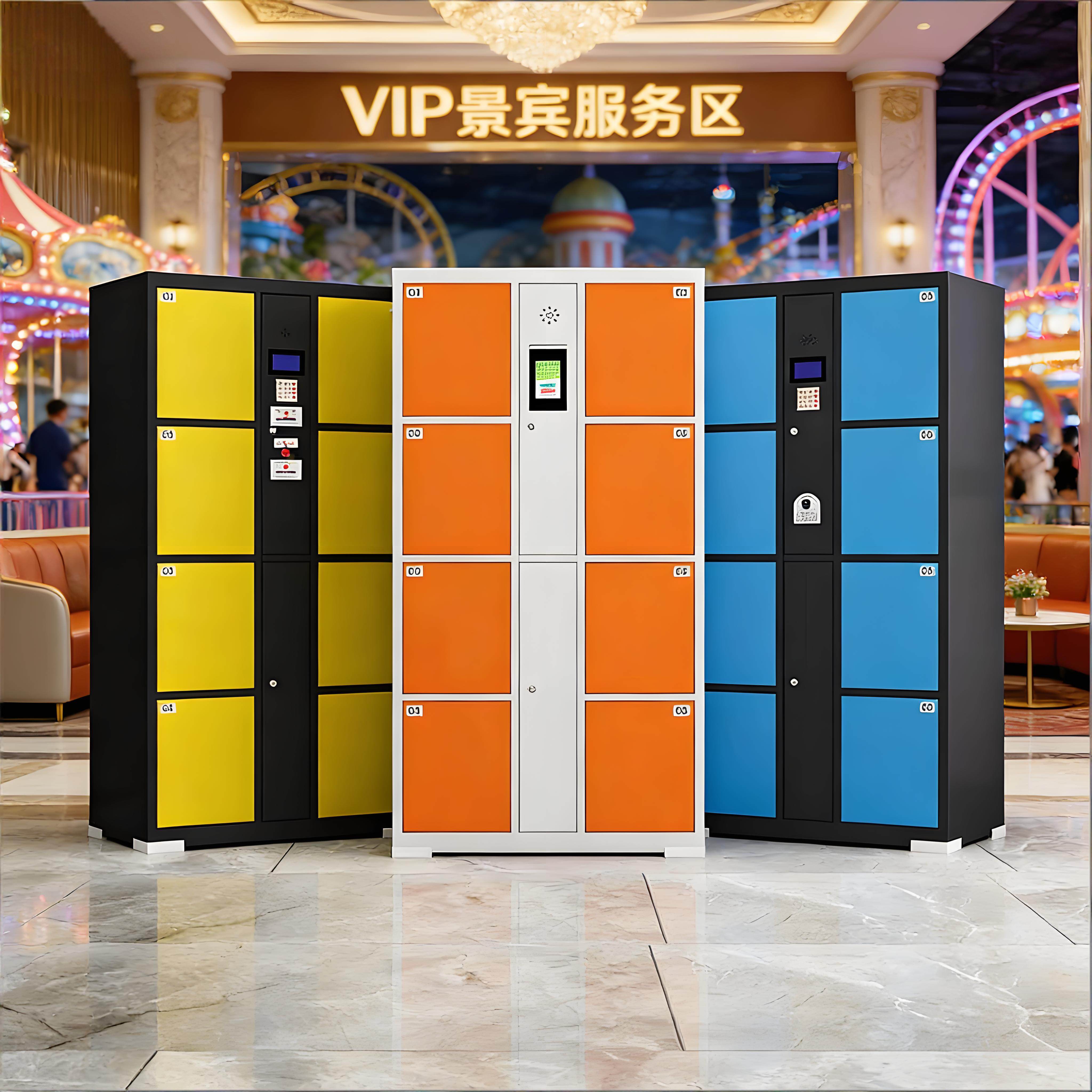 智能游乐园游乐场 VIP贵宾人脸识别存包柜微信扫码条码储物存包柜