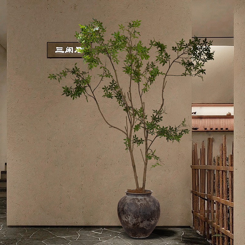 仿真绿植室内黄荆树高端轻奢假树植物落地盆栽侘寂商业景观装饰