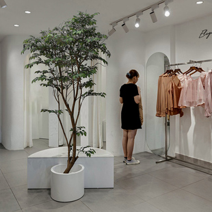 仿真绿植高端小叶榕树盆栽服装店茶社装饰大型仿真树假树落地摆件