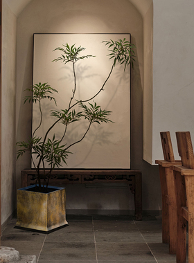 仿真绿植十大功劳盆栽室内客厅装饰诧寂风大型假植物落地摆件