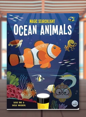 【预售】【魔法探照灯】海洋生物Magic Searchlight - Ocean Animals英文儿童绘本动物生态环保3-6岁精装进口原版书Susie Rae Ge书