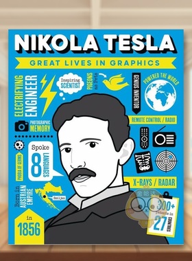 【现货】【图像传记】尼古拉特斯拉【Great Lives in Graphics】Nikola Tesla英文儿童绘本人物传记9-12岁精装进口原版书Button书