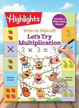【预售】书写擦除让我们尝试乘法Write-On Wipe-Off Let's Try Multiplication英文儿童趣味6-9岁平装进口原版书Highlights Lear书