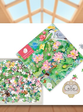 【现货】贝克斯帕金睡莲池【1000-piece Jigsaw Puzzles】Bex Parkin英文文创拼图Flame Tree StudioFlame Tree进口原版书4书籍图