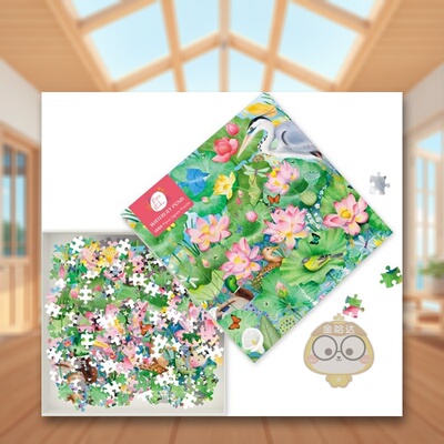 【现货】贝克斯帕金睡莲池【1000-piece Jigsaw Puzzles】Bex Parkin英文文创拼图Flame Tree StudioFlame Tree进口原版书4书籍图