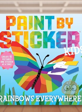 【现货】儿童贴纸绘画：到处是彩虹英文贴纸书进口原版外版书简装14岁以上Paint by Sticker Kids: Rainbows Everywhere!: Creat书