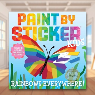 【现货】儿童贴纸绘画：到处是彩虹英文贴纸书进口原版外版书简装14岁以上Paint by Sticker Kids: Rainbows Everywhere!: Creat书