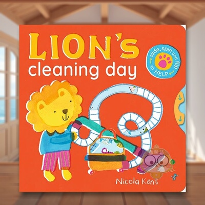 【预售】【Busy Chores for Little Paws】Lion's Cleaning Day，【我会帮忙做家务】小狮子清洁日 趣味机关书 原版英文儿童趣味进