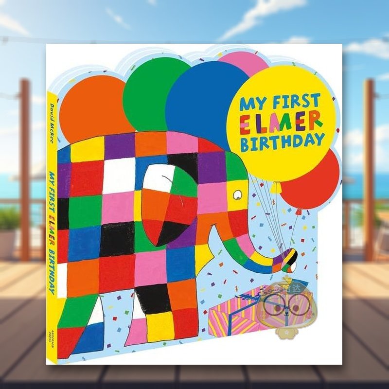 【预售】花格子大象艾玛异形纸板书英文儿童绘本IP系列进口原版外版书DavidMcKee纸板书6岁-9岁MyFirstElmerBirthdayAndersenPre书