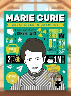 【现货】【图像传记】玛丽居里 镭的发现者【Great Lives in Graphics】Marie Curie英文儿童绘本人物传记3-6岁精装Button Books进