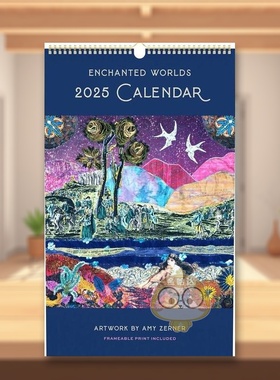 【现货】2025年奇幻世界海报挂墙日历英文文创日历进口原版14岁以上2025 Enchanted Worlds Poster Wall Calendar Insight Editi书