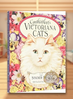 【现货】维多利亚时代的猫300张复古贴纸英文贴纸书Cynthia Hart's Victoriana Cats进口原版书Cynthia Hart精装Workman书籍图书外
