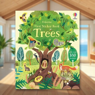 树英文儿童趣味进口原版 boo书 children’s Sticker 预售 第一本贴纸书 Book 书平装 外版 ClaudeUsborne TreesJean 6周岁First