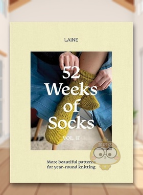 【现货】52周织袜记II   北欧编织杂志Laine英文时尚综合平装52 Weeks of Socks, Vol. II进口原版书Laine14岁以上Hardie Grant B