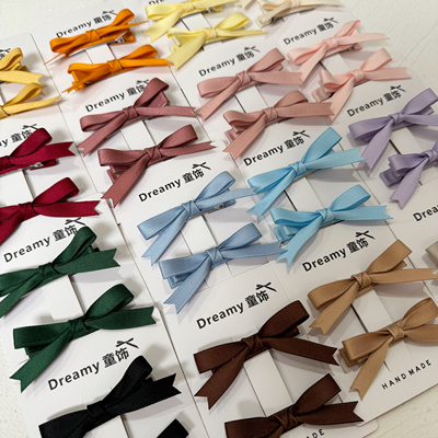 韩国进口纯手工发卡韩版女童设计师蝴蝶结公主发夹儿童防锈刘海夹