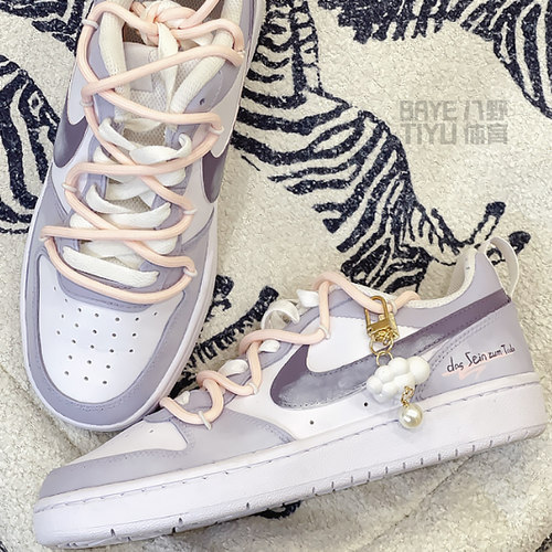 定制球鞋耐克 Nike Court Borough Low 冬日暖阳 少女 清新 解构