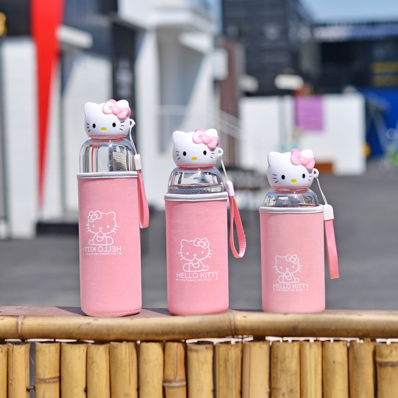 Hello Kitty便携玻璃杯 凯蒂猫带盖女士学生可爱杯子随手杯水瓶|msdalam kategori pinggan mangkuk, Cup/cawan/cerek, Glass - dari Buy2taobao.com untuk memberikan perkhidmatan ejen Taobao profesional membeli