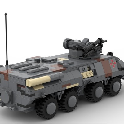 MOC-161127乌克兰BTR-3装甲运兵车609片电子图纸积木棕色用黑