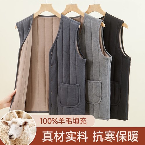 内外穿马夹坎肩中老年加绒加绒厚