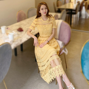 RM12692#安家天下电视剧朱闪闪同款衣服裙子网纱蕾丝连衣裙2023新款