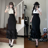 假两件腰间鱼骨连衣裙夏秋 withpuji原创设计 萝拉小姐 增色