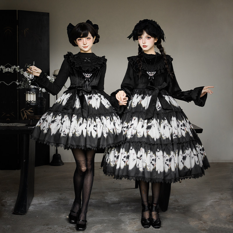 来信与诗·枯叶蝶｜WP原创副牌 蝴蝶印花op/jsk大摆lo裙双子秋冬