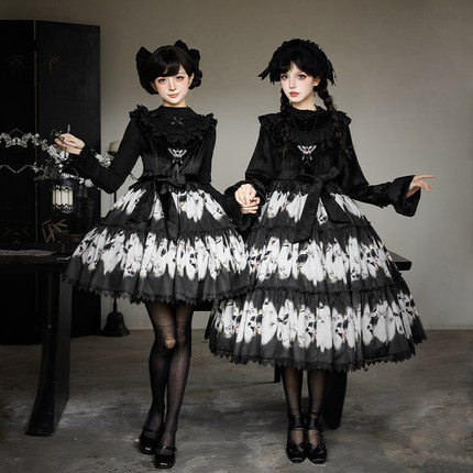 来信与诗·枯叶蝶｜WP原创副牌 蝴蝶印花op/jsk大摆lo裙双子秋冬