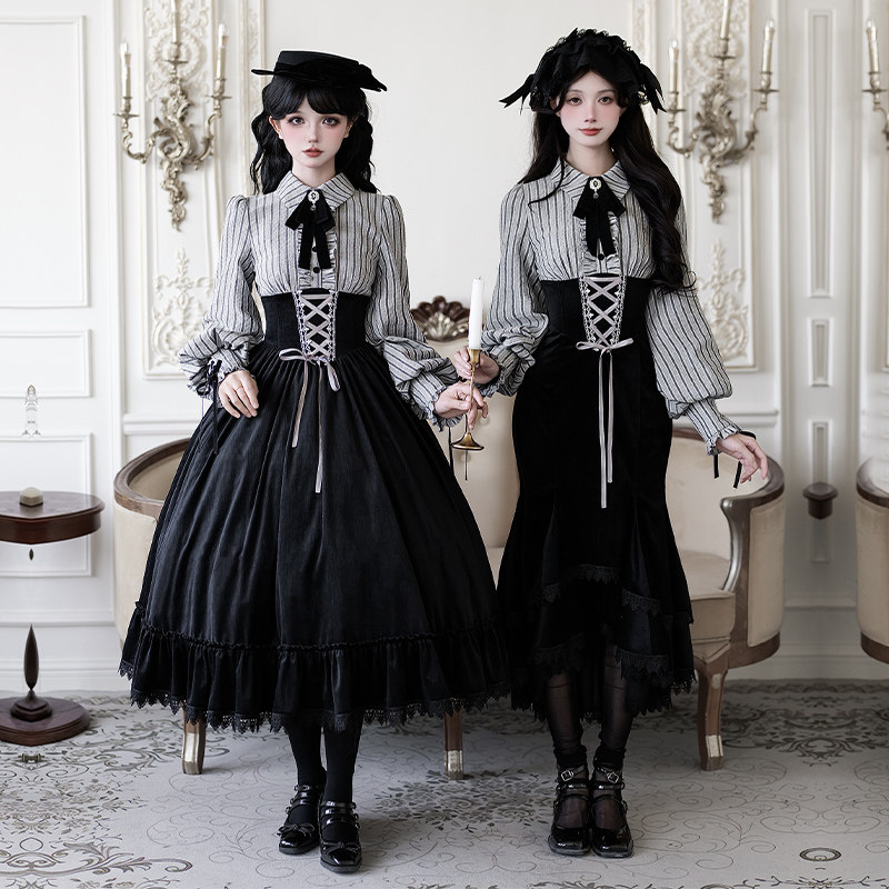 来信与诗·落幕时分｜WP原创副牌假两件鱼骨op鱼尾裙双子冬lolita,模玩/动漫/周边/娃圈三坑/桌游,lolita洛丽塔连衣裙,淘宝优惠券,粉丝福利购,淘宝优惠卷