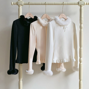 withpuji原创设计三色针织弹力内搭柔软轻盈保暖冬lolita 白巧