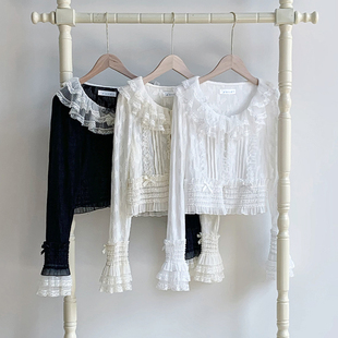 lolita 荷叶边领蕾丝蝴蝶结三色开衫 来信与诗·晨露 ｜WP原创副牌