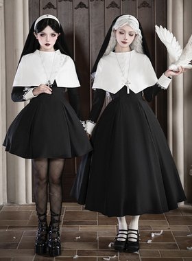 来信与诗·虚无｜WP原创副牌修女风黑白长短大摆op双子lolita春款