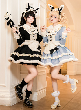 【兔与爱丽丝】withpuji原创设计doll感双子op围裙发箍手杖lolita