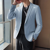 男装 西装 西服外套纯色休闲单西男 男明星歌手修身 欧洲站2023春秋季