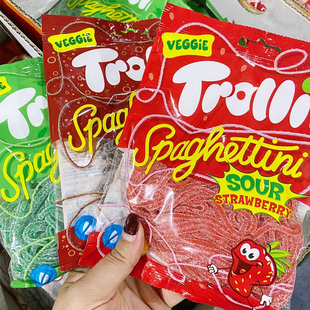 现货口力酸爽草莓条天线糖橡皮糖朴灿烈金智妮同款酸味软糖果德国