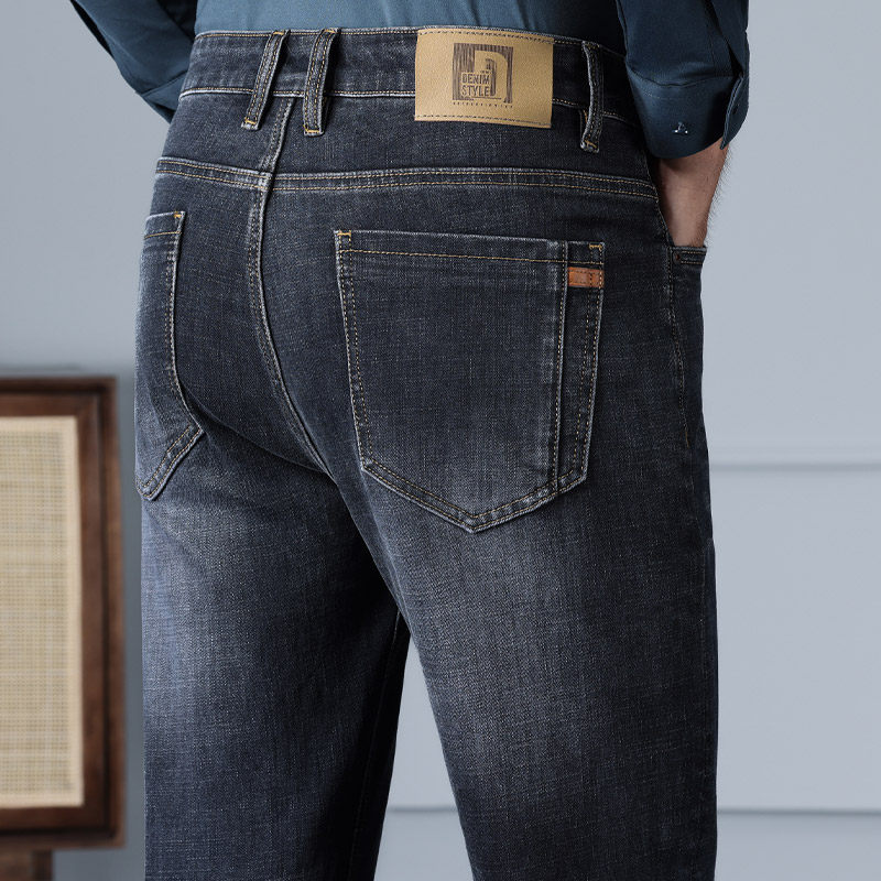 2023新款高端牛仔裤男秋裤小直筒修身弹力高腰休闲百搭青中年潮牌