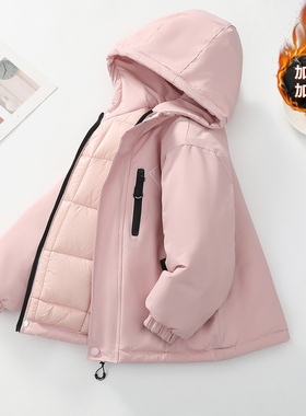 女童夹棉加厚加棉冲锋衣2025新款加厚保暖户外男童防水外套秋冬季