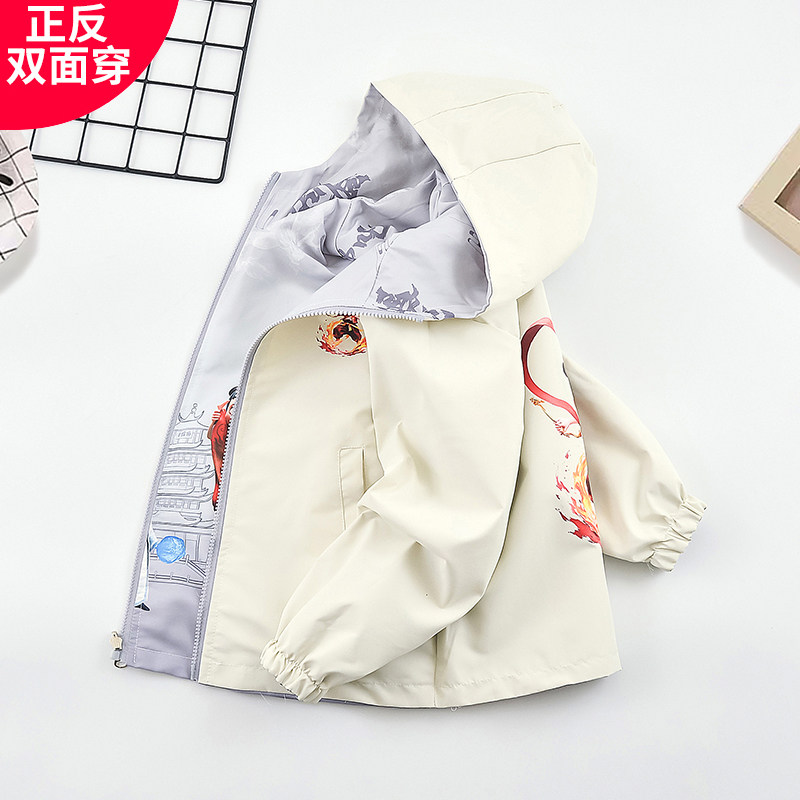 哪吒双面穿风衣春季帅冲锋衣