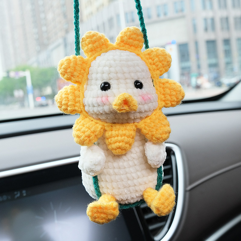 手工编织玩偶挂件粥粥鸭diy材料包钩针秋千鸭车挂毛线自制礼物
