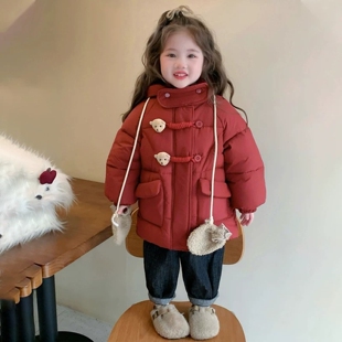 GBUBG 女童2026秋冬季新款小熊棉服中式中长款小女孩洋气韩系童装
