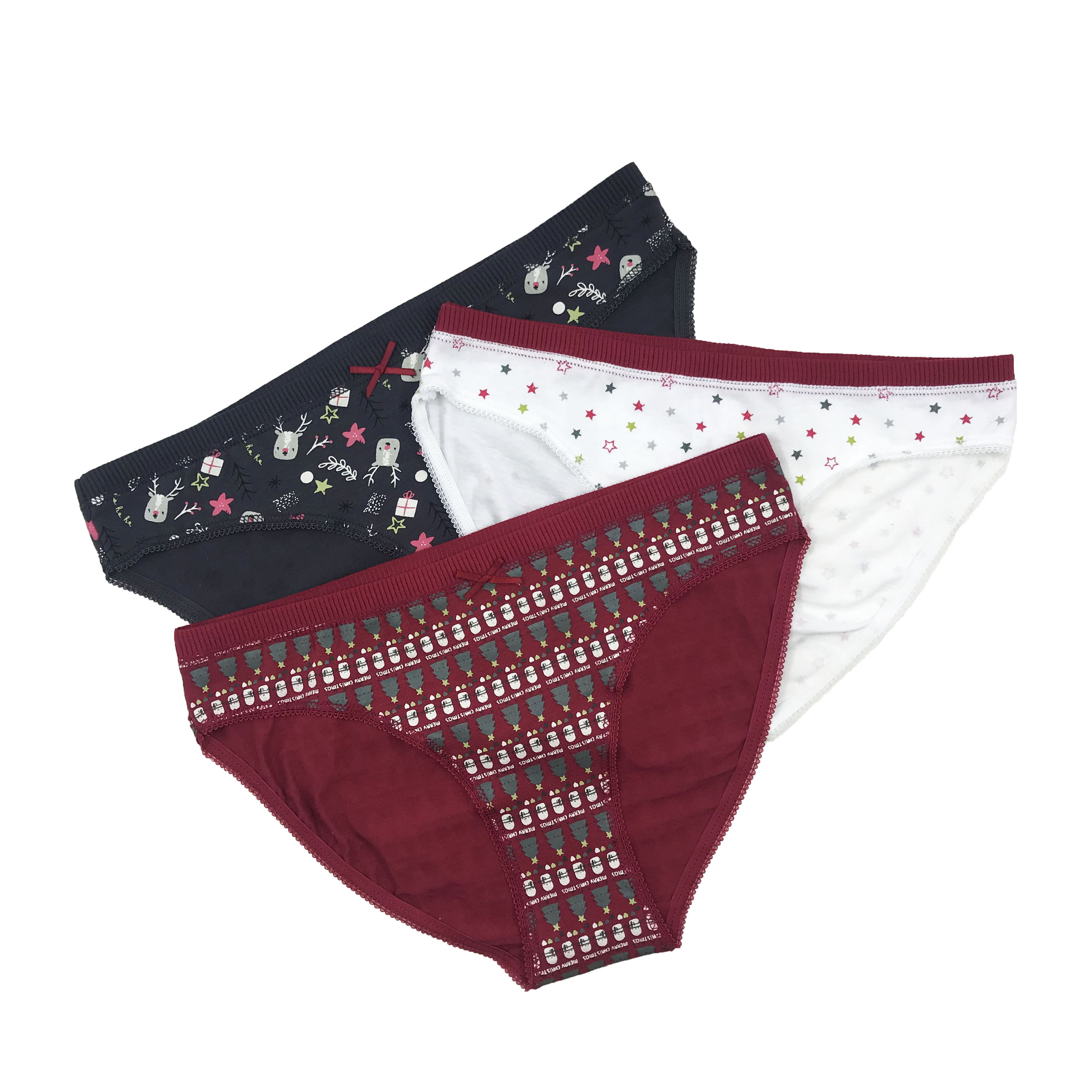 外单纯棉圣诞系列低腰三角裤可爱卡通花边简约舒适棉内裤女,女士内衣/男士内衣/家居服,女三角裤,淘宝优惠券,粉丝福利购,淘宝优惠卷