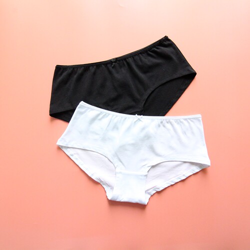 女士三角裤棉简约黑白中低腰大码