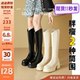 10厘米v口长筒靴粗腿加宽加肥小个子内增高小鸟腿小腿围粗跟长靴