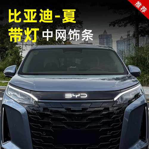 比亚迪夏前中网黑化饰条外观机盖BYD前杠黑武士改装饰专用品配件