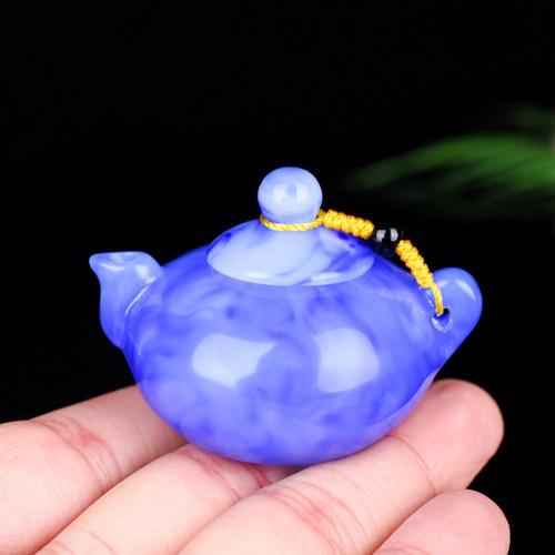 青峰玉业玉器玉石玉器新疆和田玉酒壶手把件青花玉壶青花白色手玩